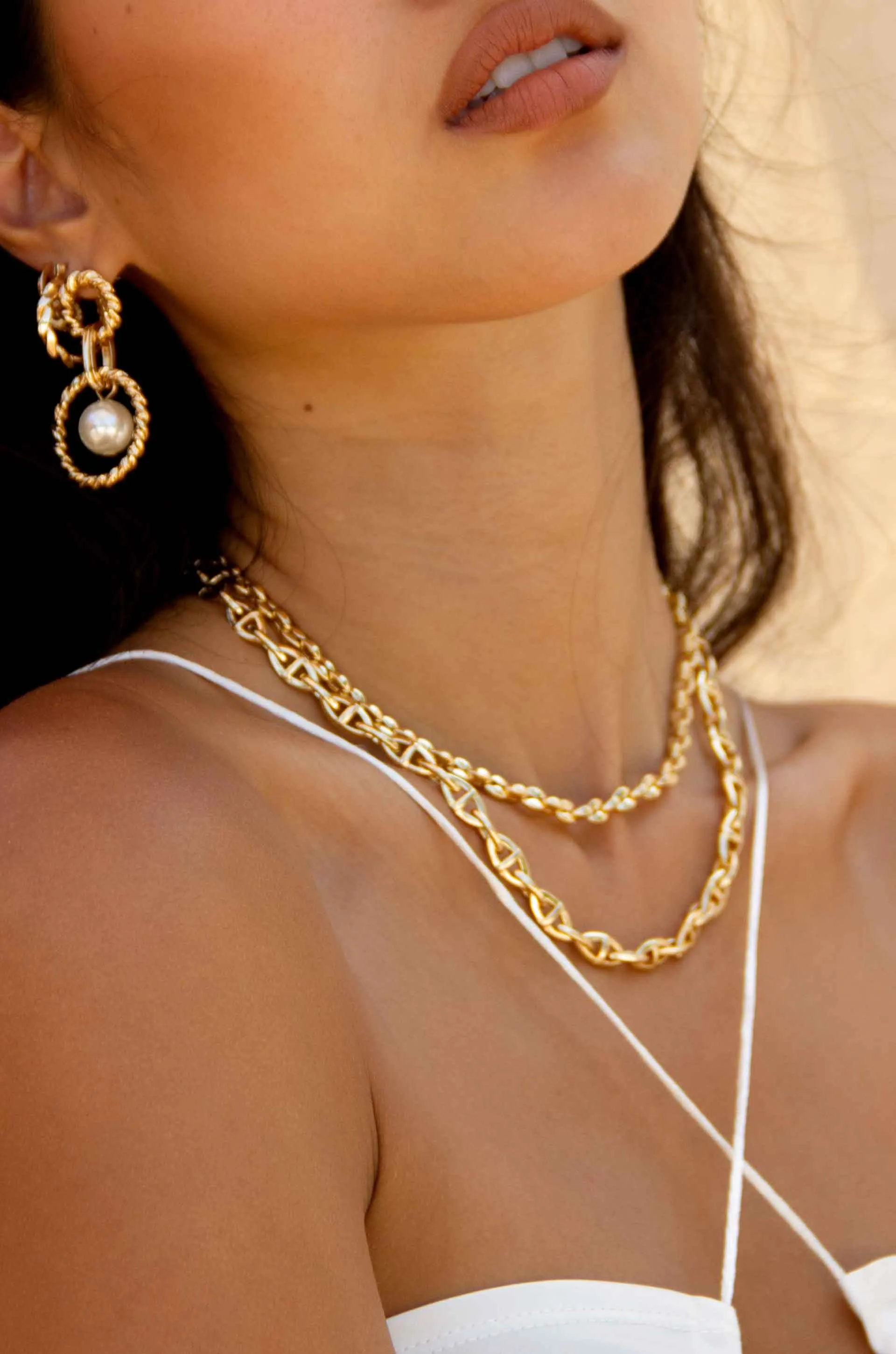 Golden Rays Linked Chain Necklace Set