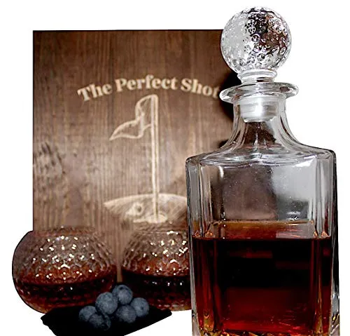 Golf Ball Whiskey Glass and Decanter Set - Perfect Golfer Gift!