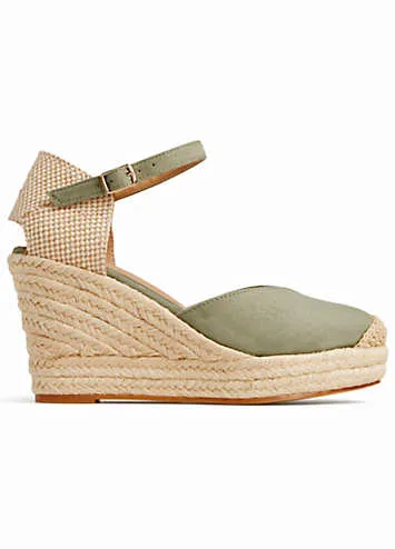 Green Suede Espadrille Wedges by Freemans