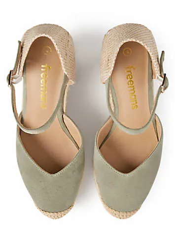 Green Suede Espadrille Wedges by Freemans