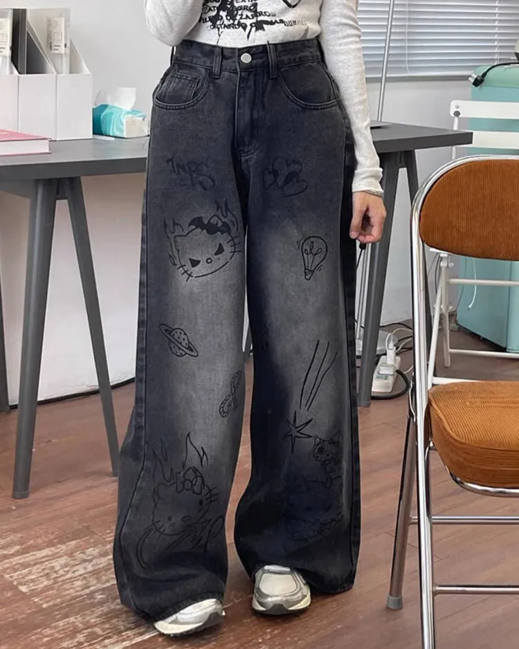 Grunge Aesthetic Cat Jeans