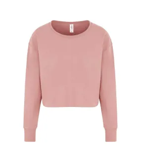 Awdis dusty pink cropped sweatshirt for women/ladies.