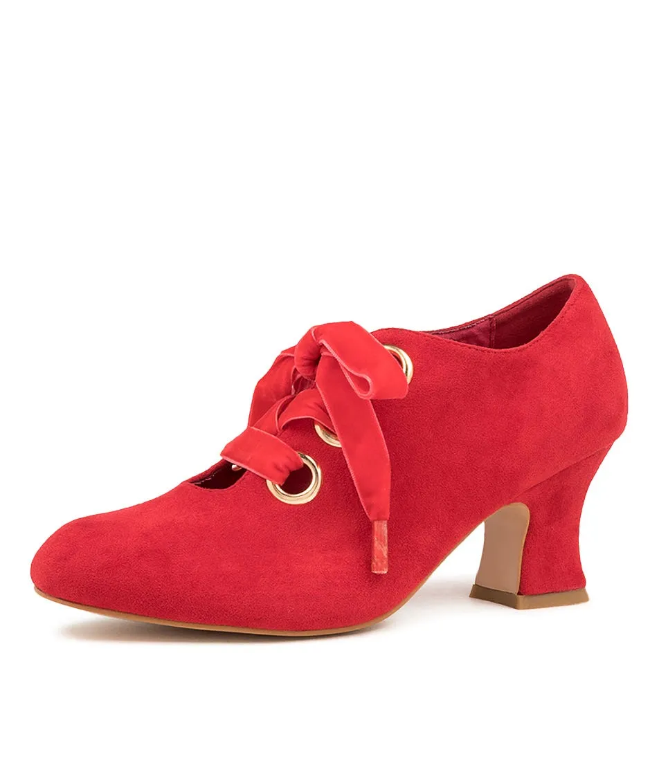 I LOVE BILLY Yalanda Red Microsuede Heels