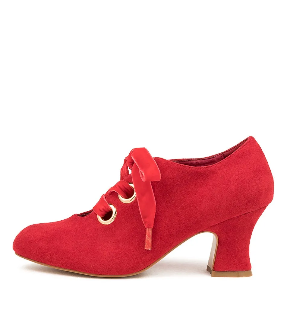 I LOVE BILLY Yalanda Red Microsuede Heels