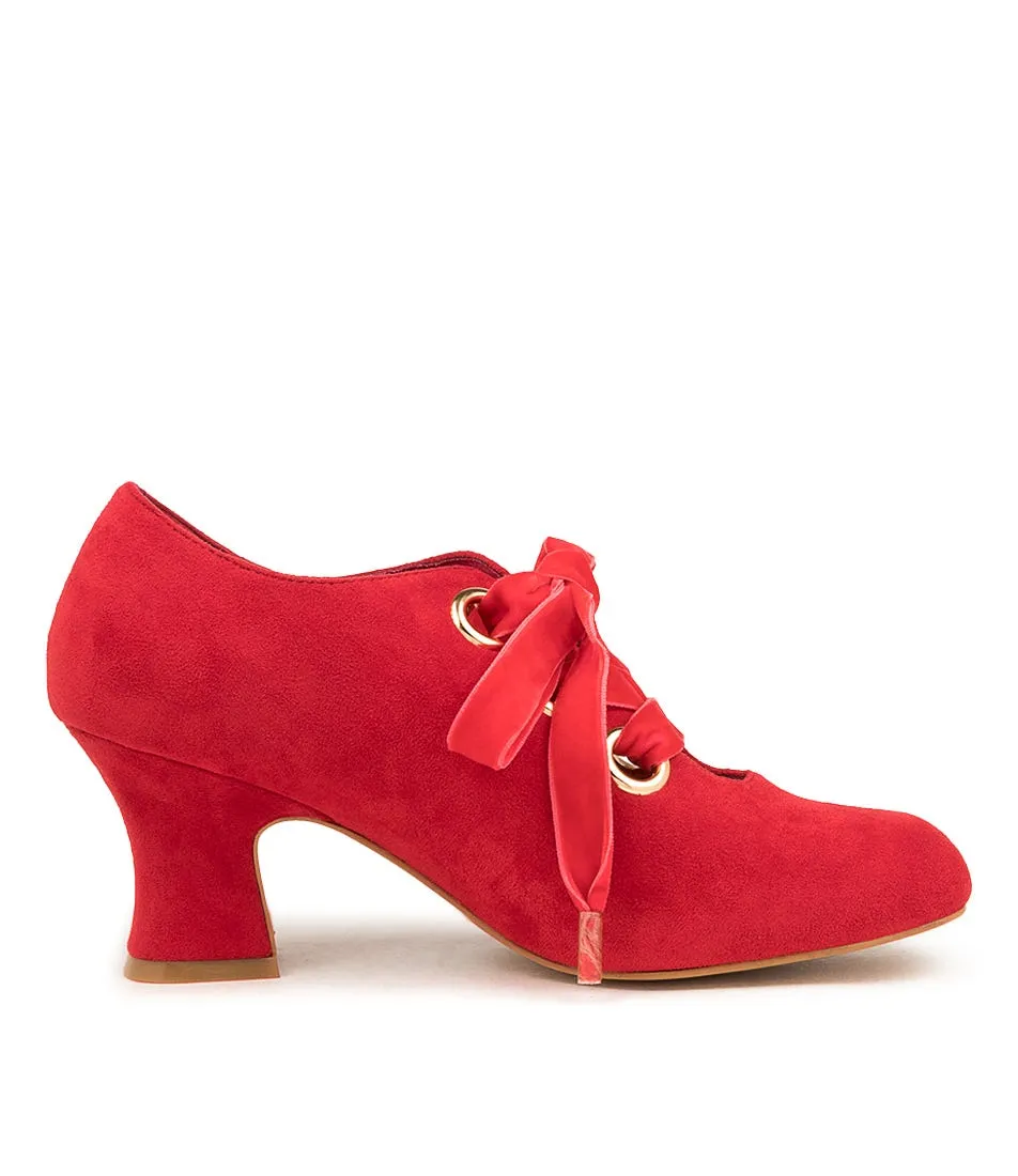 I LOVE BILLY Yalanda Red Microsuede Heels