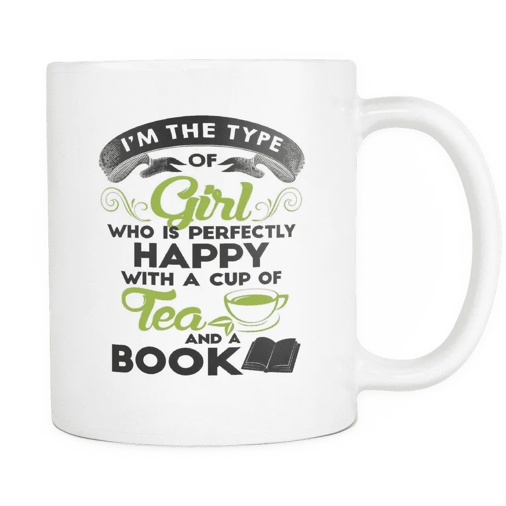 i'm the type of girl who is perfectly happy with a cup of tea and a book mug