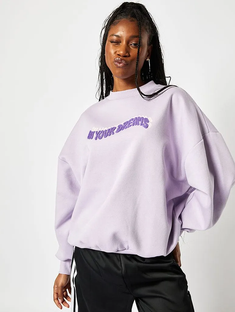 In Your Dreams Lilac Oversized Sweatshirt