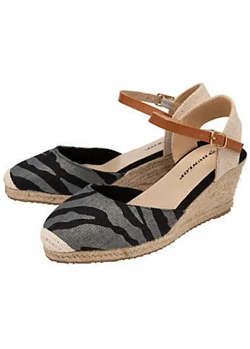 Indra Zebra Espadrille Wedges by Dunlop