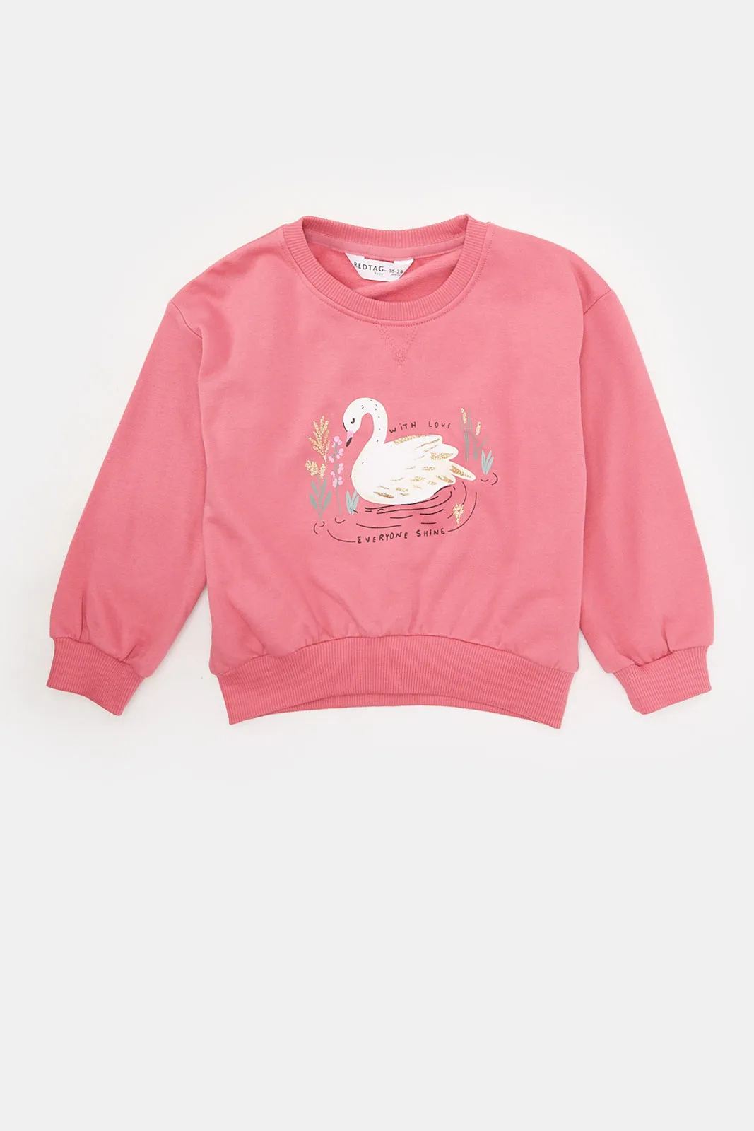 Infant Girls Pink Printed Sweatshirt