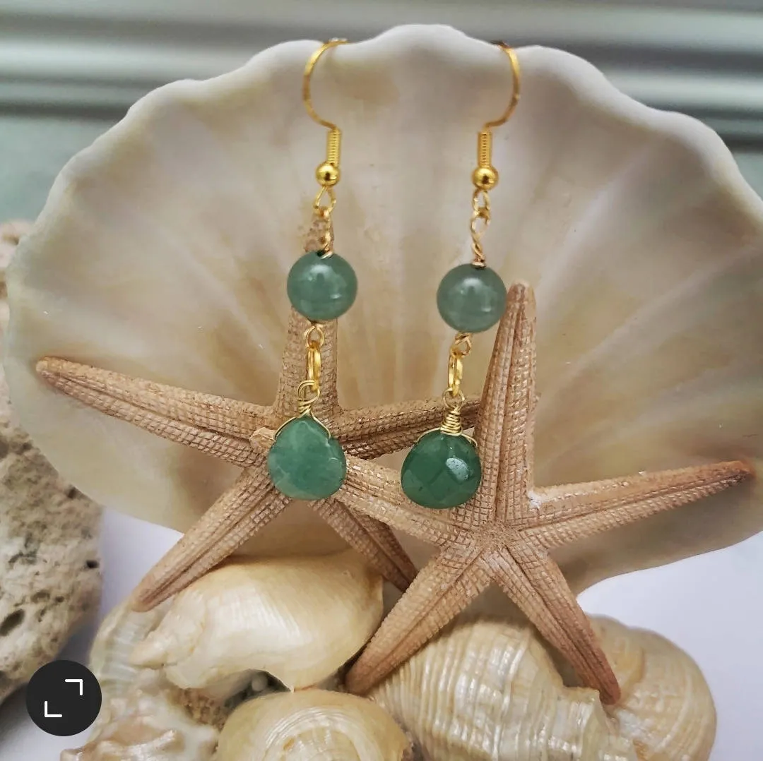 Island Girl Art - Natural Stone Earrings- Aventurine Dream