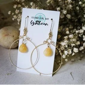 Handmade Citrine Hoop Earrings - Island Inspired Natural Stone Jewelry