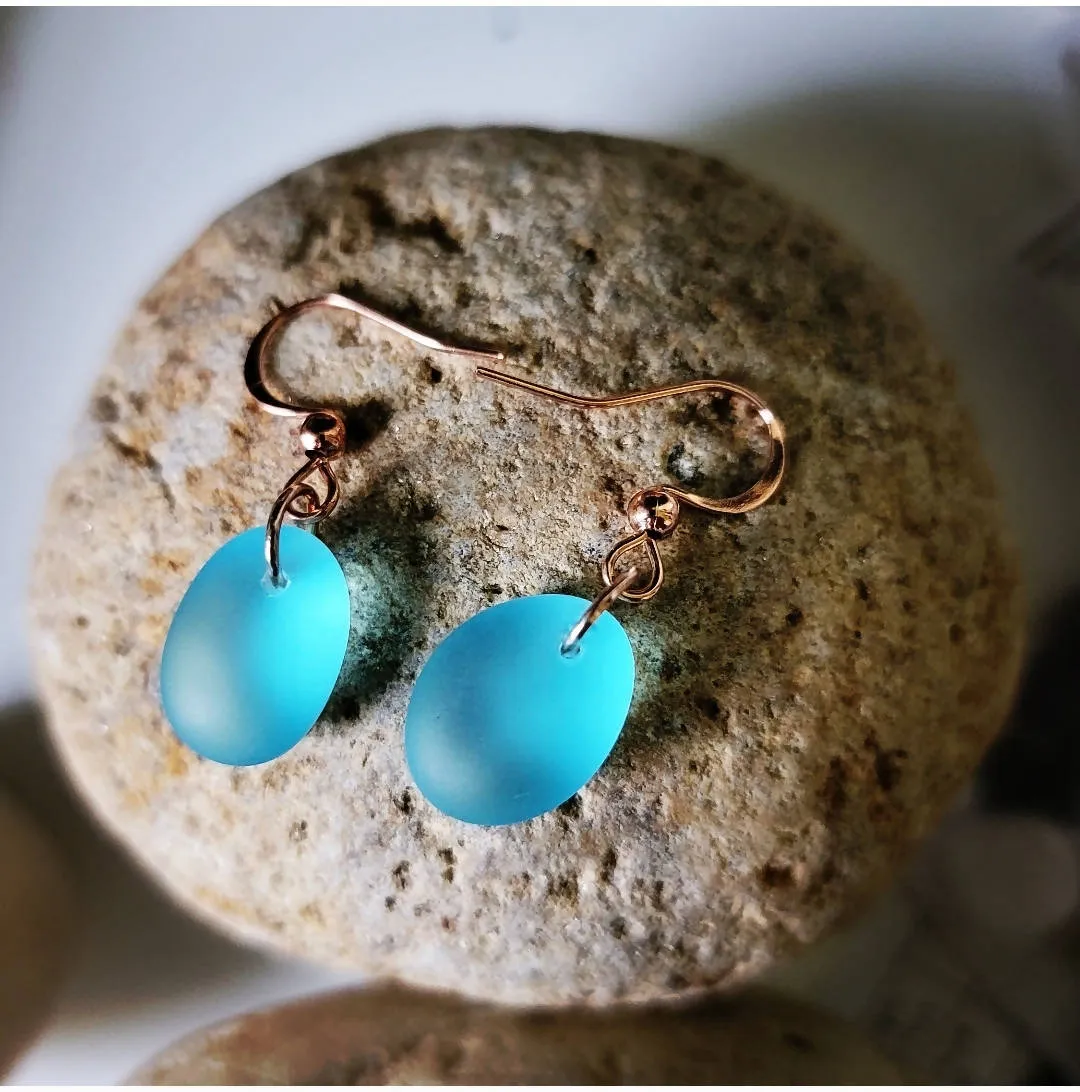 Island Girl Art - Sea Glass Earrings - Aqua