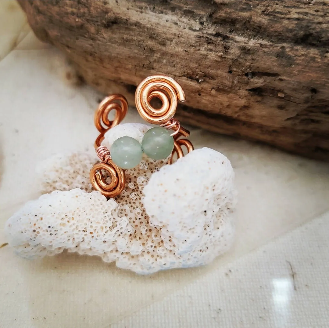 Aventurine Furl Wire Wrapped Ring from Island Girl Art