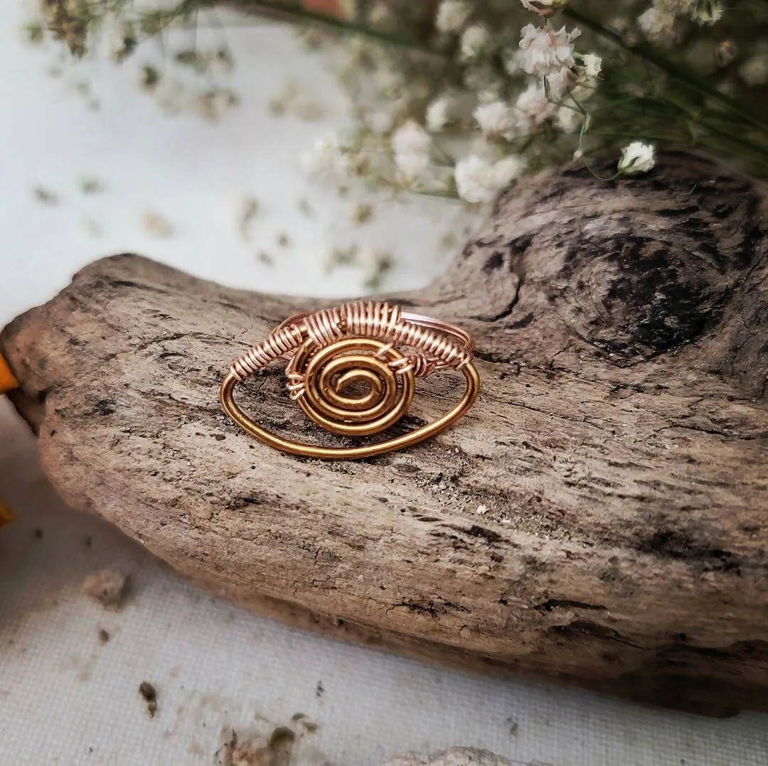 Wire Wrapped Ring Island Girl Art - Seeing Eye Design