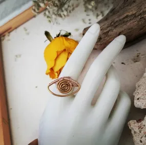 Wire Wrapped Ring Island Girl Art - Seeing Eye Design