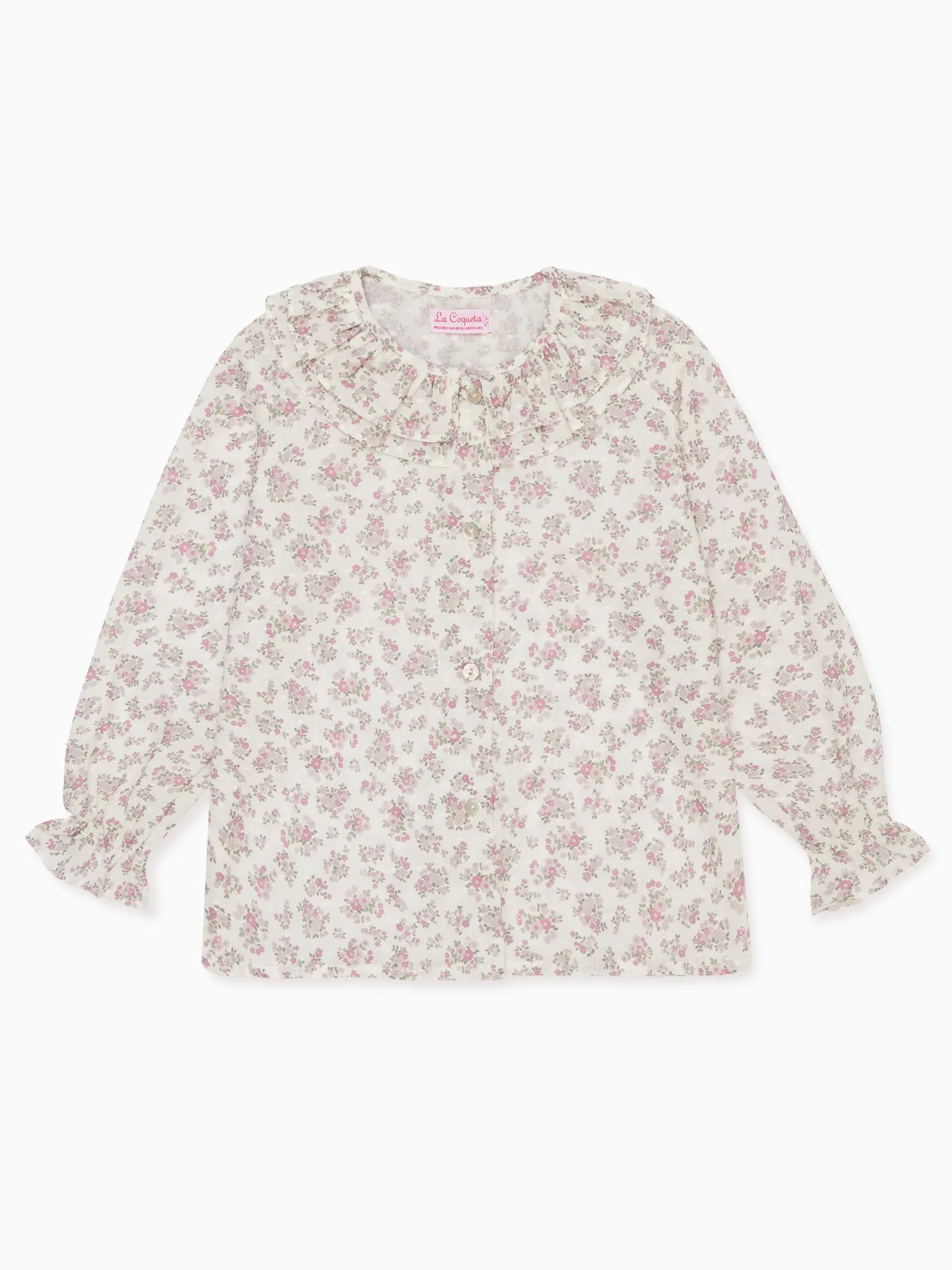 Ivory Floral Lila Long Sleeve Girl Shirt