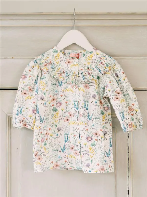 Ivory Floral Violetta Girl Shirt