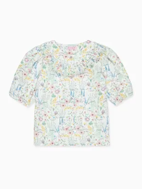 Ivory Floral Violetta Girl Shirt