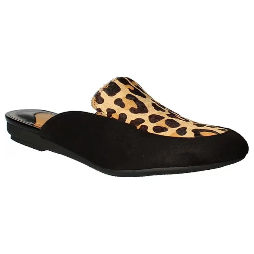 J. Renee Haziza Black/Brown Leopard Mules (Women's)