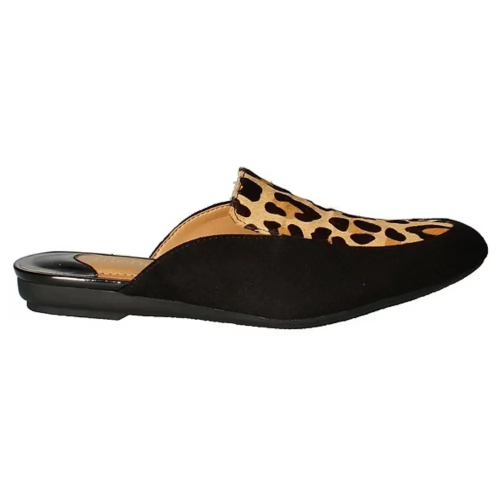 J. Renee Haziza Black/Brown Leopard Mules (Women's)