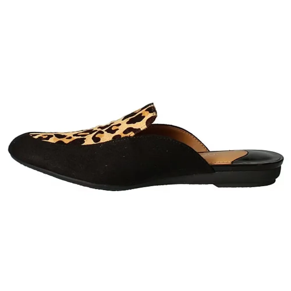 J. Renee Haziza Black/Brown Leopard Mules (Women's)