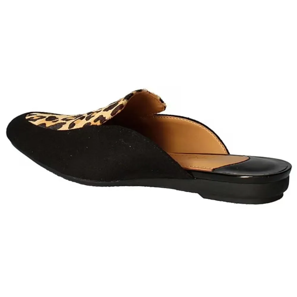 J. Renee Haziza Black/Brown Leopard Mules (Women's)