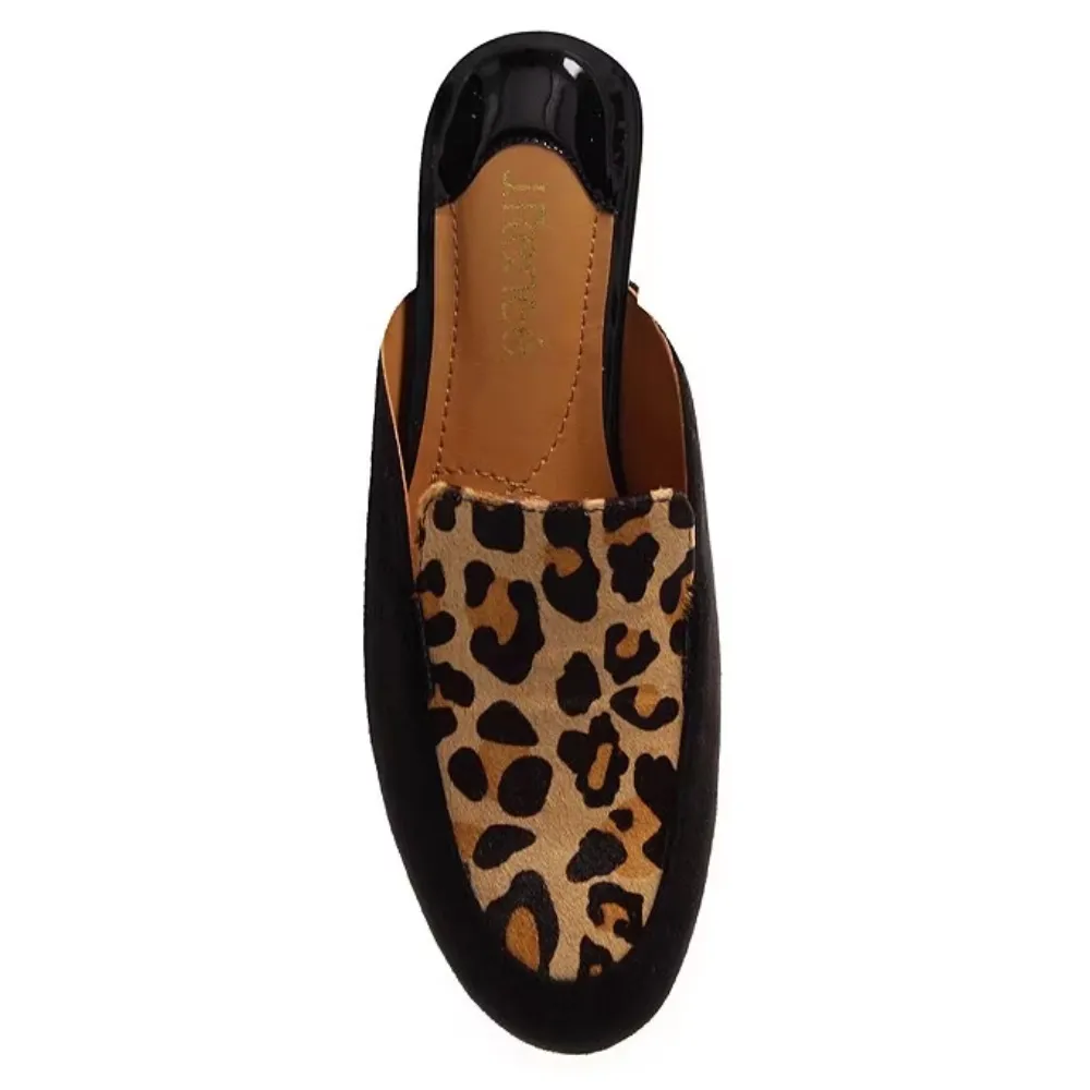 J. Renee Haziza Black/Brown Leopard Mules (Women's)