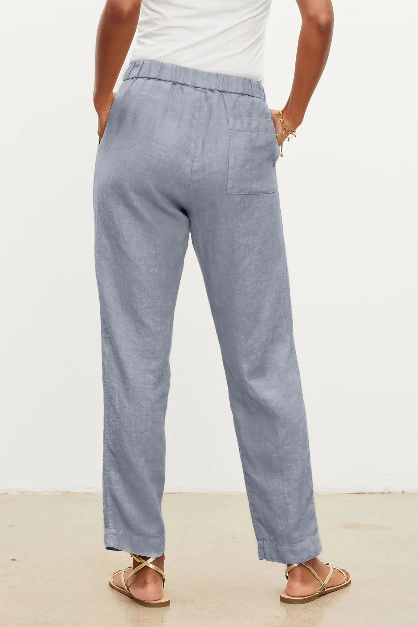 JESSIE HEAVY LINEN TROUSERS IN BLUEHAZE