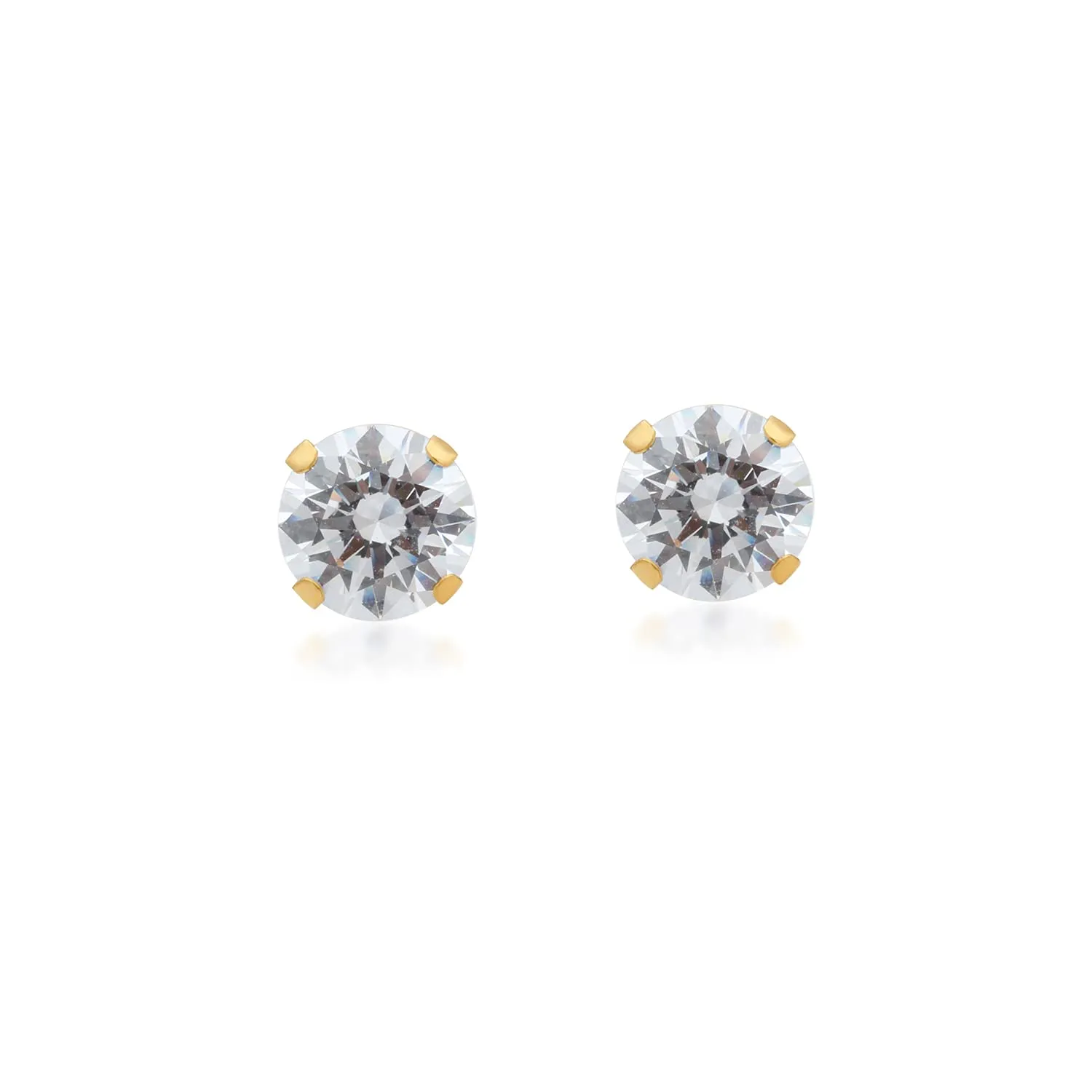 Jewelili 10K White and Yellow Gold With Cubic Zirconia Stud Earrings Box Set