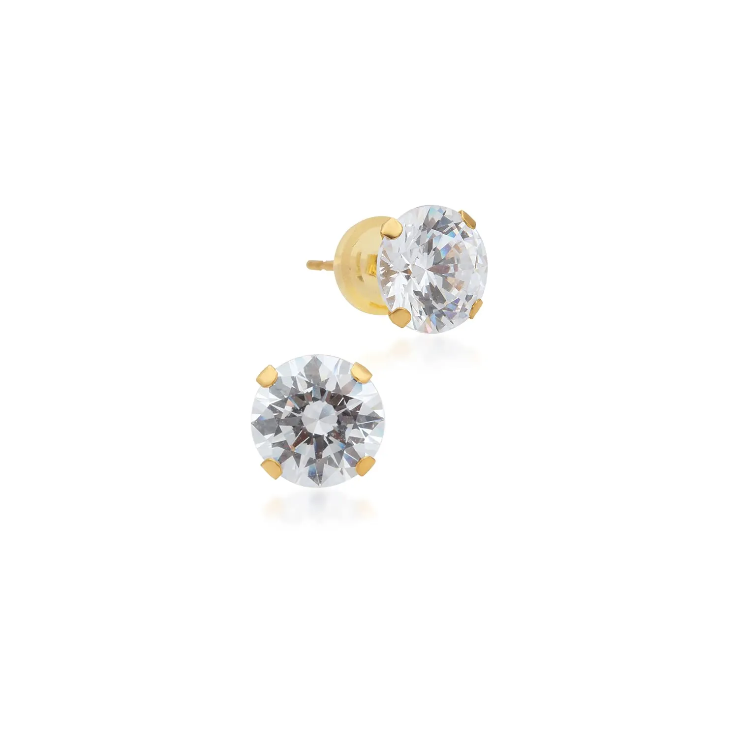 Jewelili 10K White and Yellow Gold With Cubic Zirconia Stud Earrings Box Set