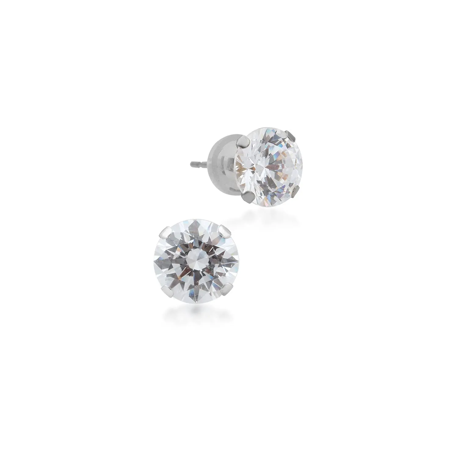 Jewelili 10K White and Yellow Gold With Cubic Zirconia Stud Earrings Box Set