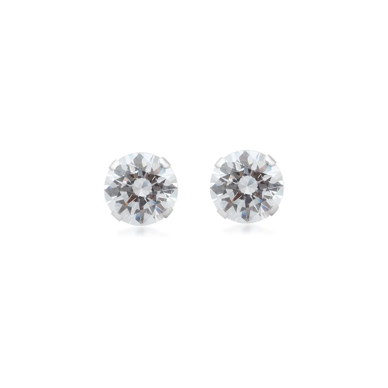 Jewelili 10K White and Yellow Gold With Cubic Zirconia Stud Earrings Box Set