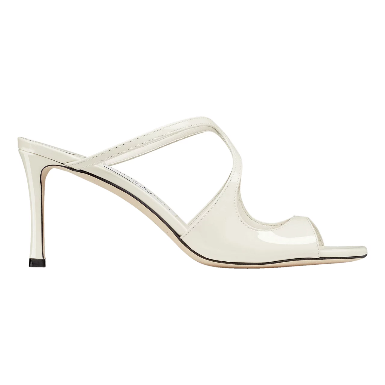 JIMMY CHOO Anise 75 Patent Leather Mules - White