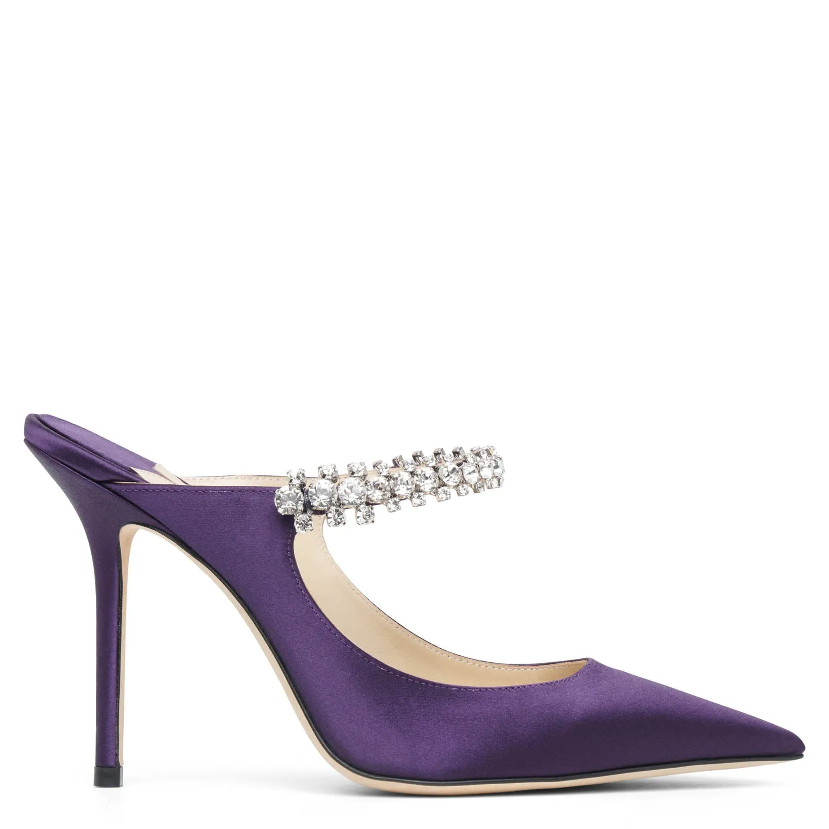 Jimmy Choo Bing 100 purple satin mules