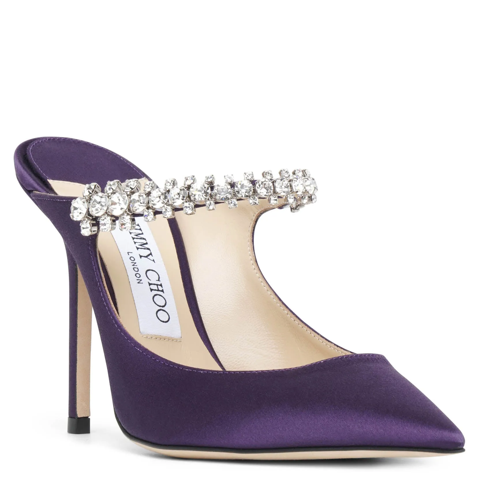 Jimmy Choo Bing 100 purple satin mules