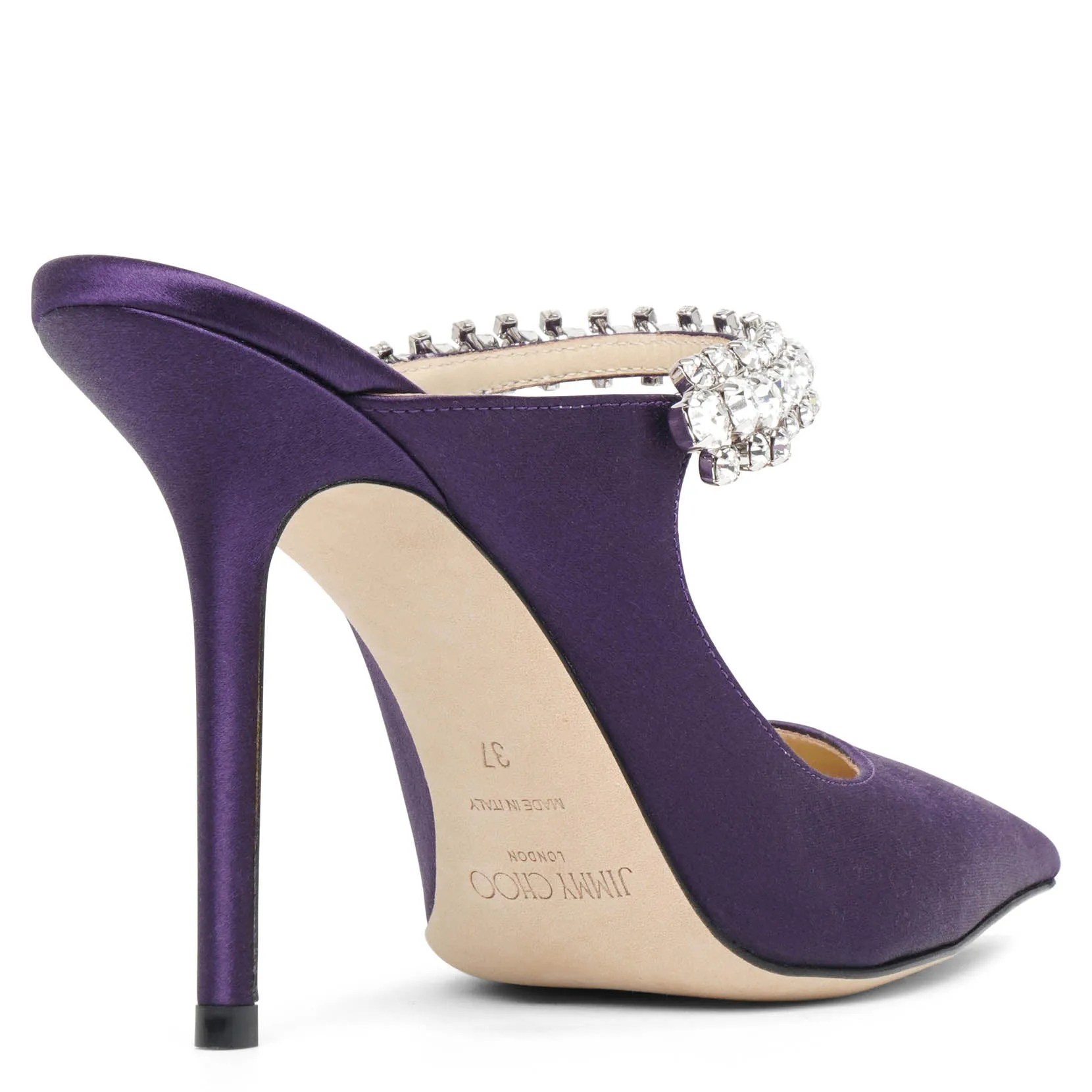 Jimmy Choo Bing 100 purple satin mules