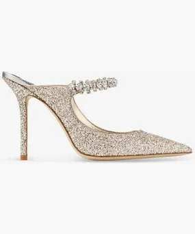 Jimmy Choo Womens Sand Bling 100 crystal-embellished satin heeled mules