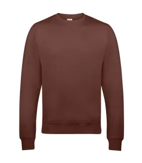 Just Hoods Unisex Crew Neck Sweatshirt in Chocolate Fudge Brownie, 280 GSM