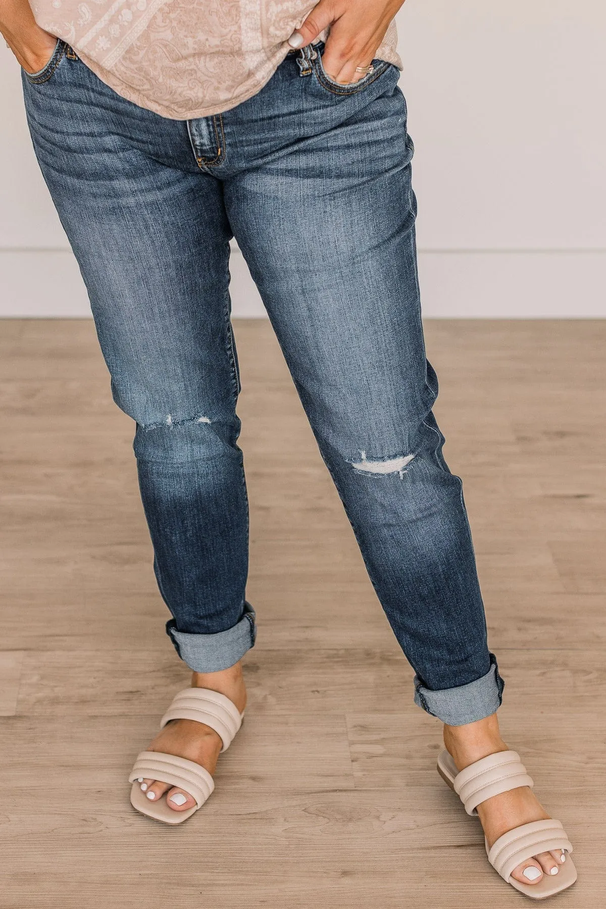 KanCan Low-Rise Distressed Jeans in Lena Wash