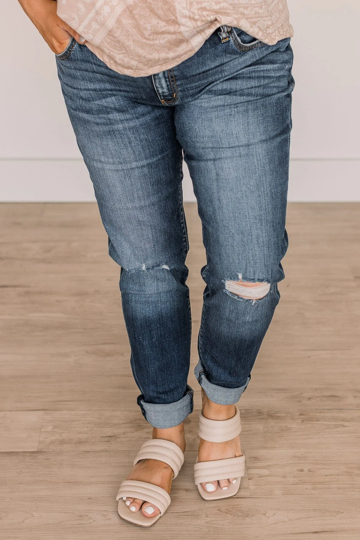 KanCan Low-Rise Distressed Jeans in Lena Wash