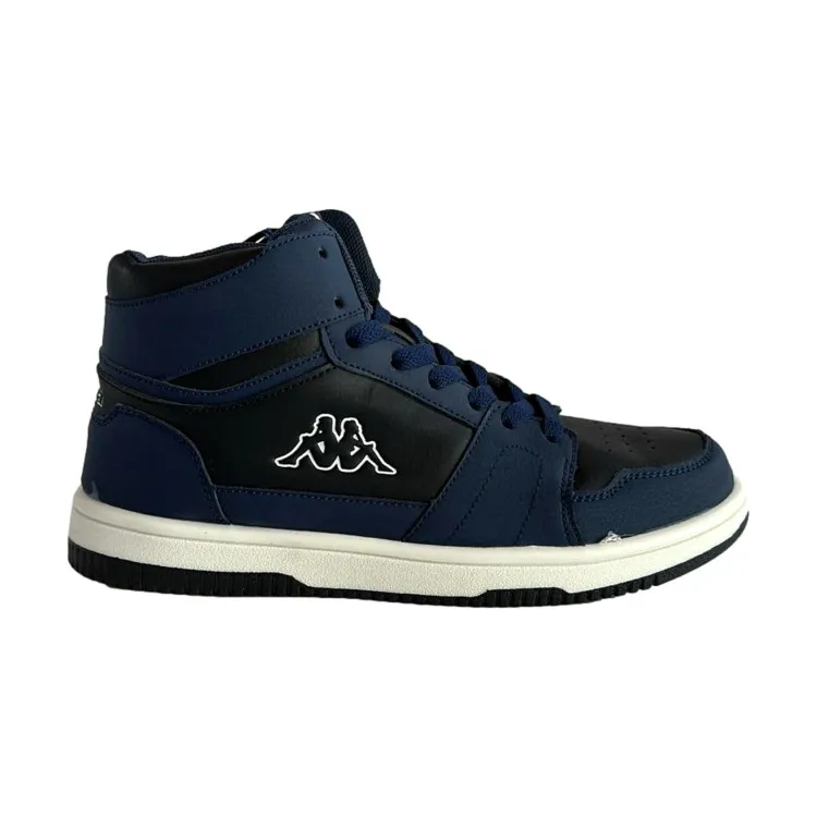 Kappa 361L8GW Logo Sneakers Blue Black High Top Unisex Kids' Shoes