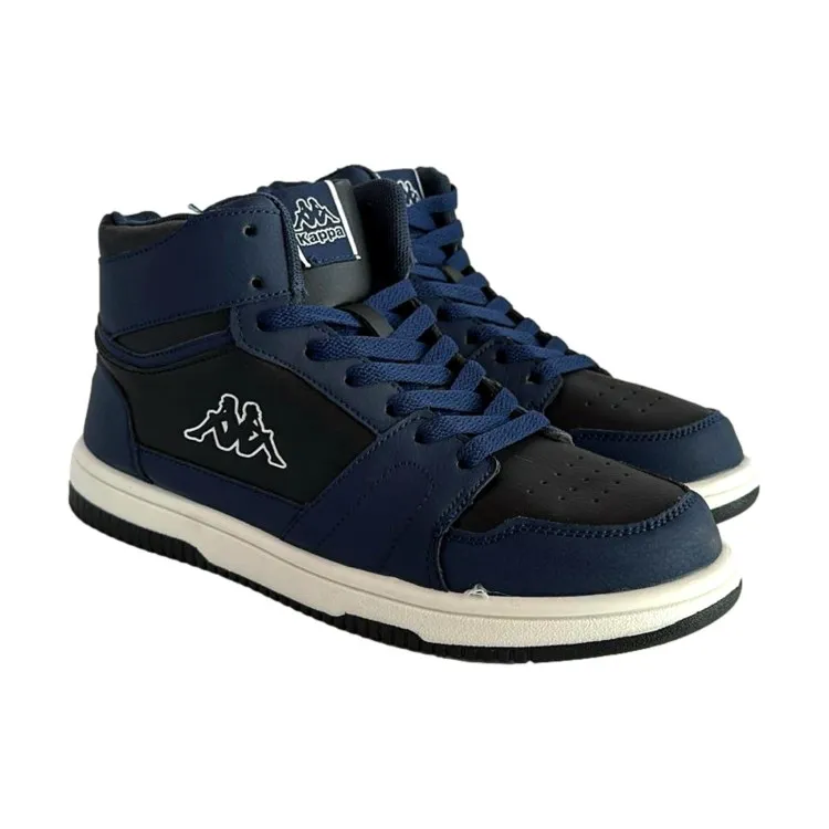 Kappa 361L8GW Logo Sneakers Blue Black High Top Unisex Kids' Shoes