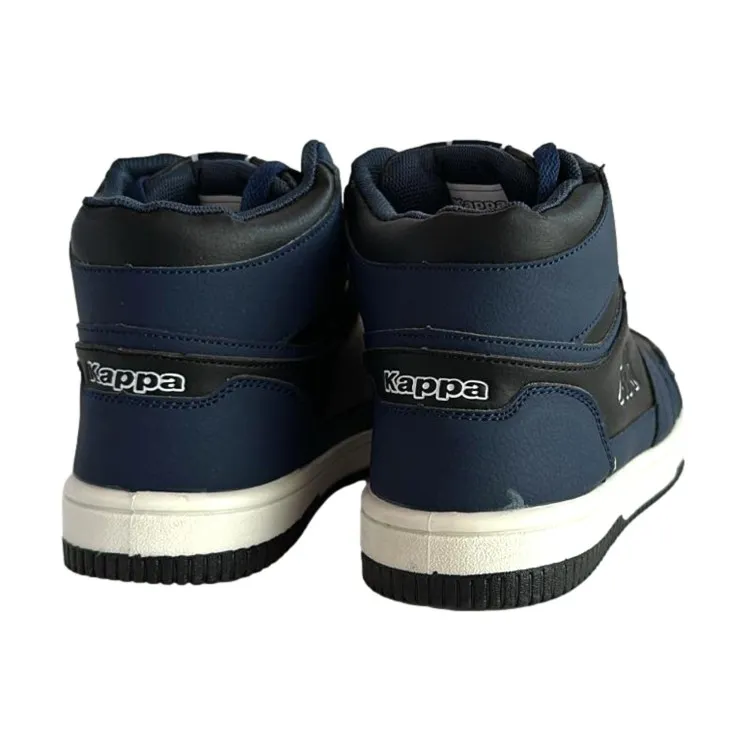 Kappa 361L8GW Logo Sneakers Blue Black High Top Unisex Kids' Shoes