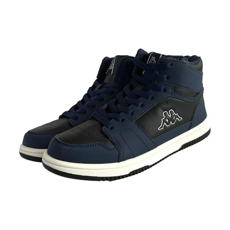 Kappa 361L8GW Logo Sneakers Blue Black High Top Unisex Kids' Shoes