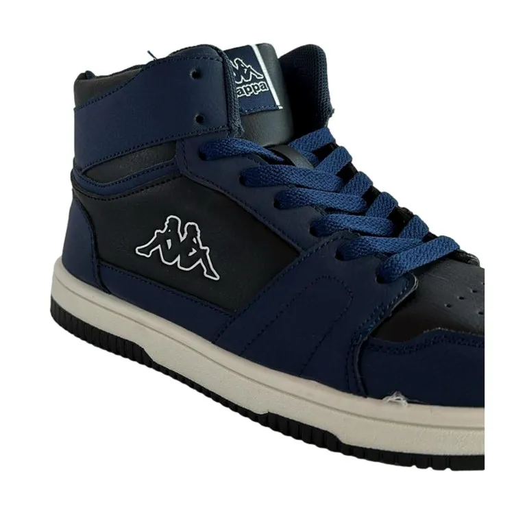 Kappa 361L8GW Logo Sneakers Blue Black High Top Unisex Kids' Shoes