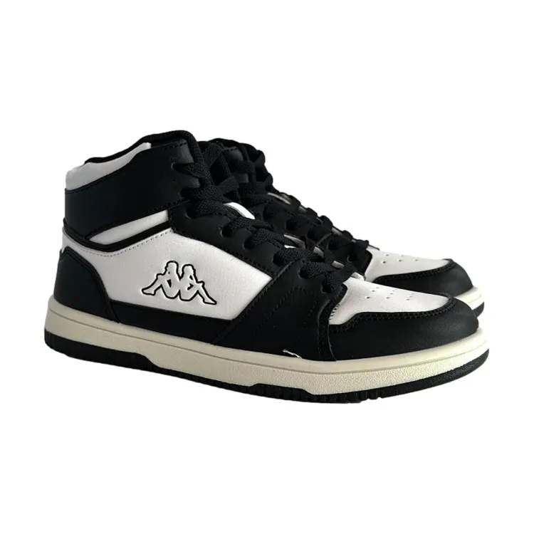 Kappa Kids High Top Sneakers Black White Logo Basin - Unisex