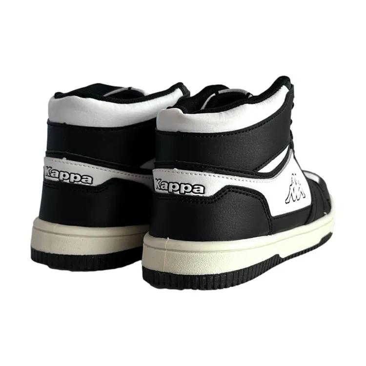 Kappa Kids High Top Sneakers Black White Logo Basin - Unisex