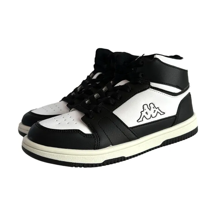 Kappa Kids High Top Sneakers Black White Logo Basin - Unisex