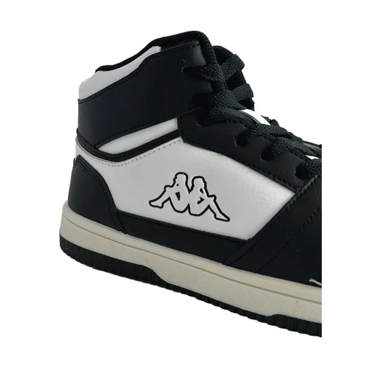 Kappa Kids High Top Sneakers Black White Logo Basin - Unisex