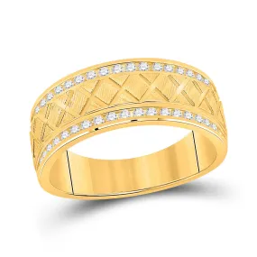 Keene Jewelers 10kt Yellow Gold Mens Round Diamond Wedding Machine Set Band Ring 1/2 Cttw